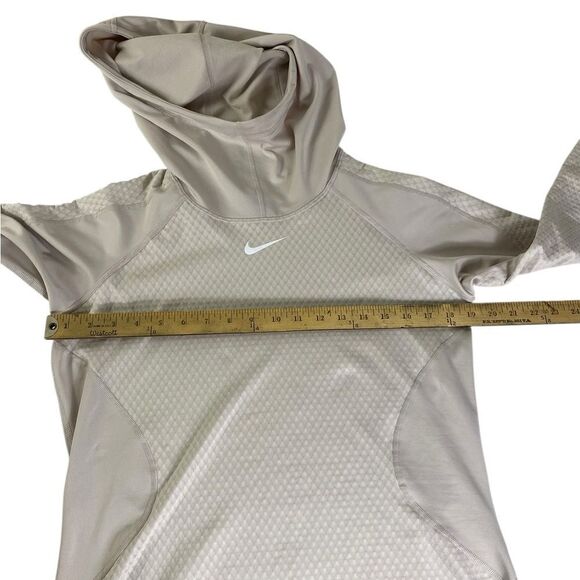 Nike Pro Hyperwarm L long sleeve Athletic top Cream Thumb loop Hooded - Picture 5 of 7